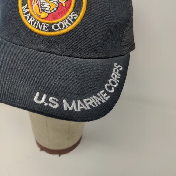 USMC United States Marine Corps Snapback Mesh Back Hat Blue Adjustable - Picture 5 of 11